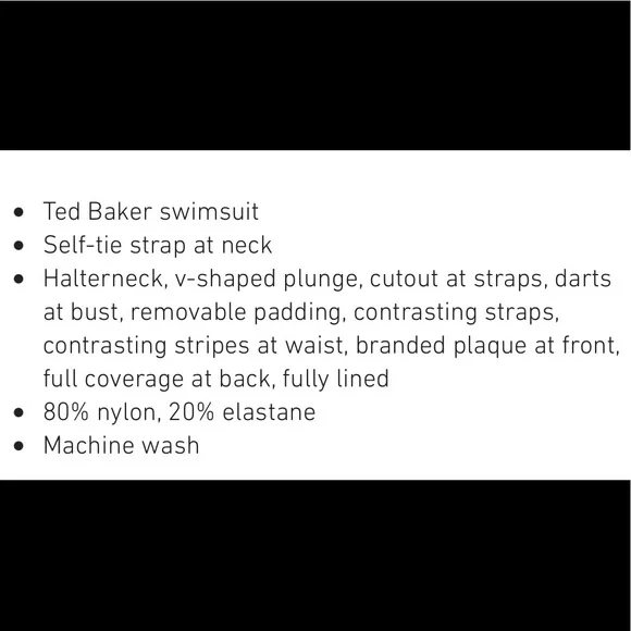 Ted Baker London Black Ralinda Low Cut Halter Swim Bathing Suit Womens 5 12 NWT - Picture 11 of 11